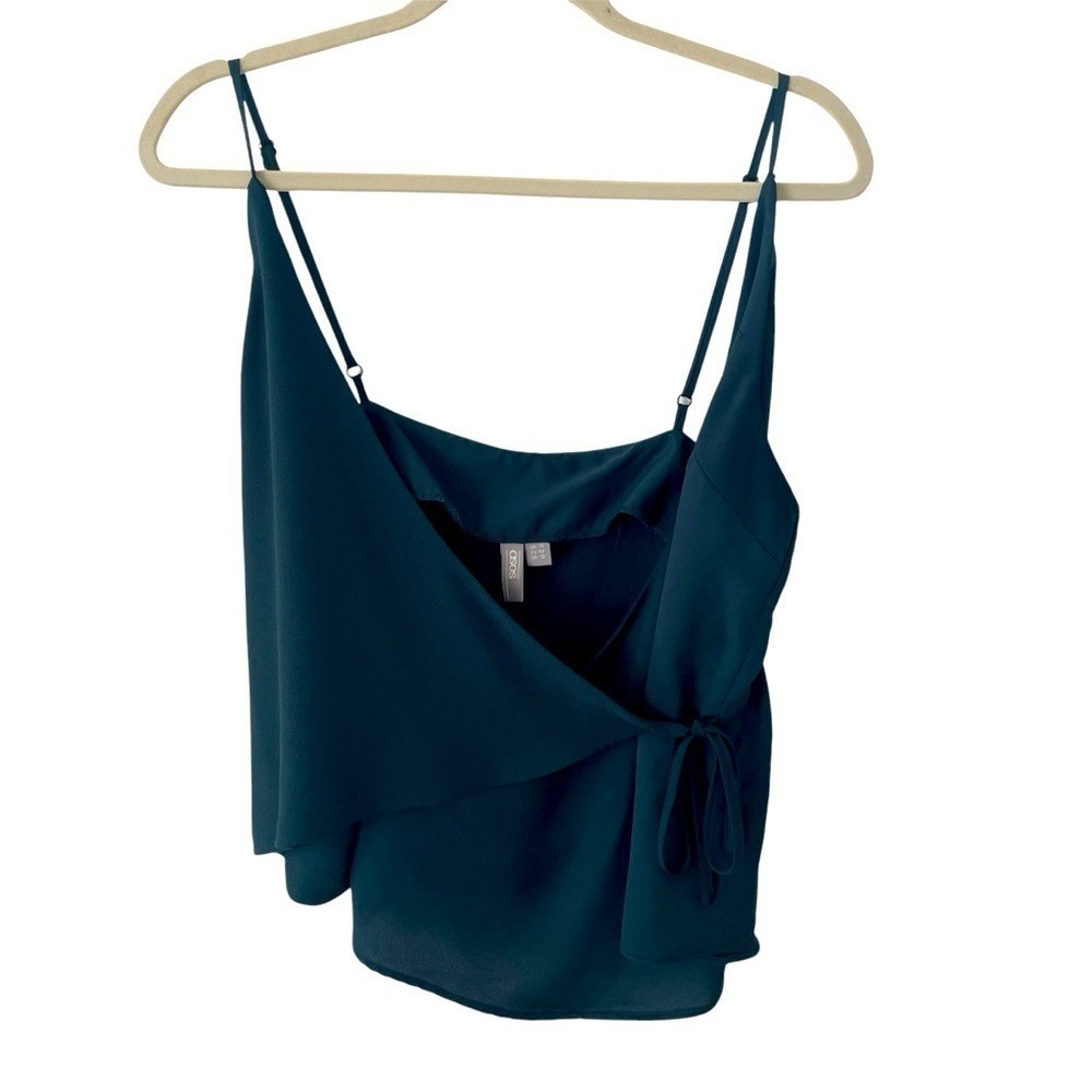 ASOS Womens Tank‎ Forrest Green Flowy Top Adjustable Straps Size 10